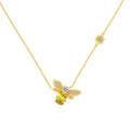 Silver Zircon Oval Cut Bee Pendant Necklace