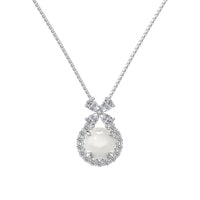 Silver Jade Bow Pendant Necklace