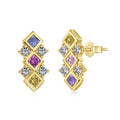 Silver Zircon Princess Cut Inlaid Flowing Ear Studs
