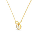 Silver Zircon Princess Cut Twisted Bow Knot Pendant Necklace