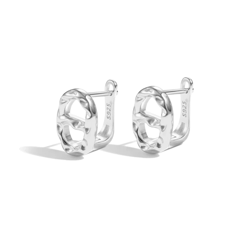 Silver Pig Nose Huggie Earrings