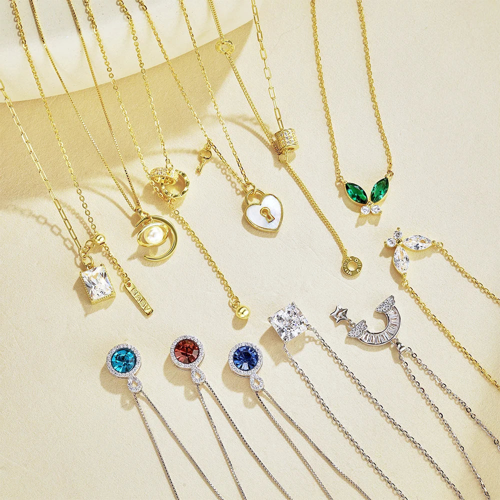 Silver Zircon Marquise Cut Butterfly Pendant Necklace