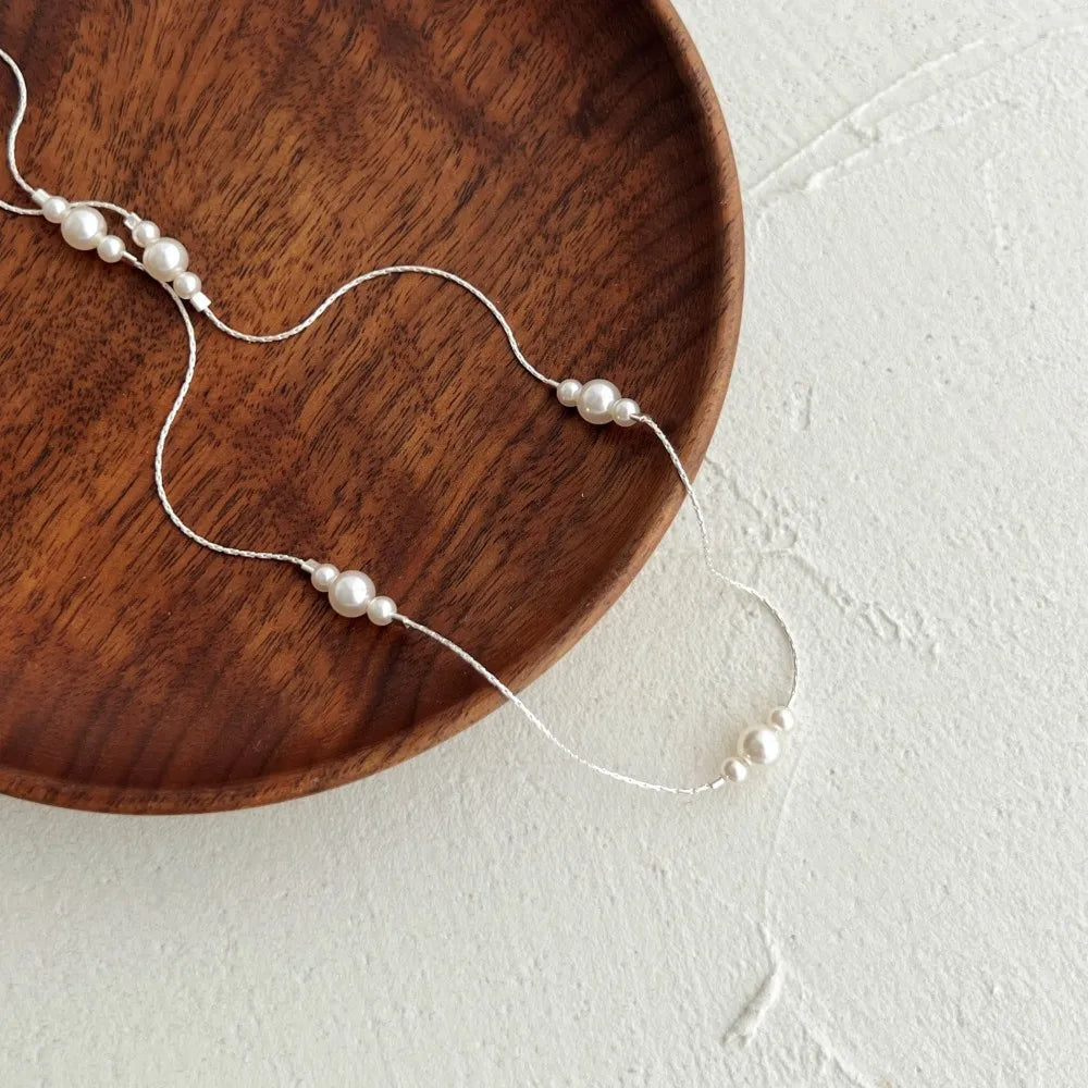 Silver Pearl Link Beaded Necklace