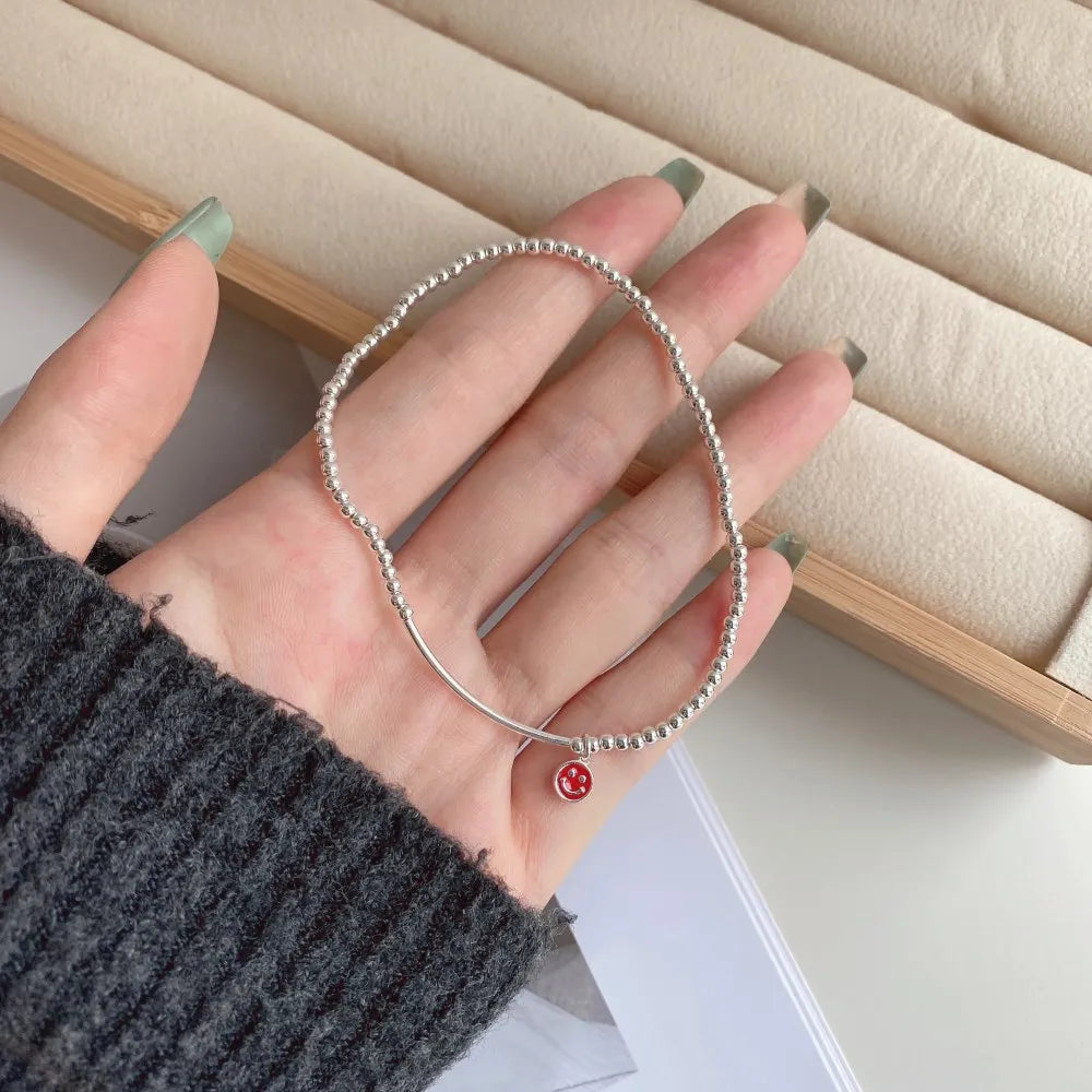 Silver Smiley Face Anklet