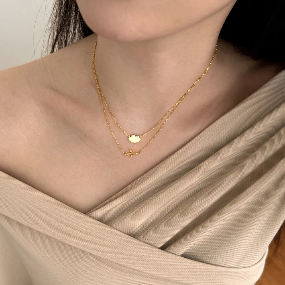 Silver Plane Pendant Necklace