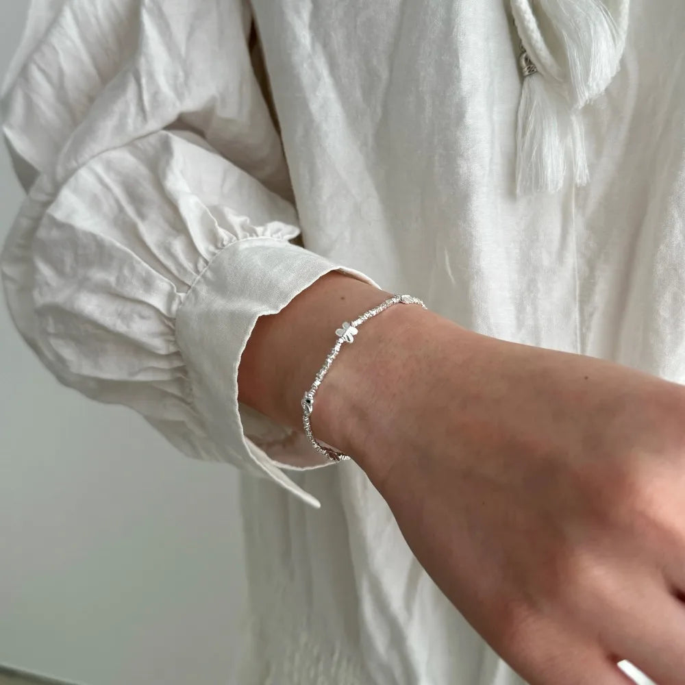 Silver Butterfly Beaded Bracelet