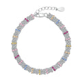 Silver Zircon Tapered Baguette Cut Pillow Tennis Bracelet