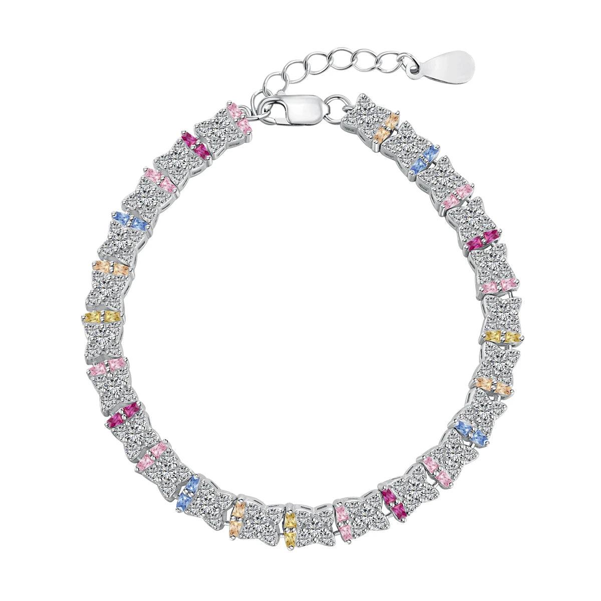 Silver Zircon Tapered Baguette Cut Pillow Tennis Bracelet