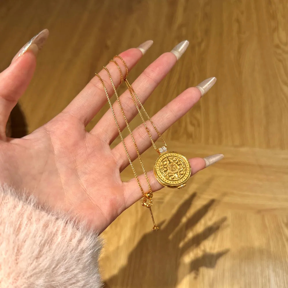 Silver Zircon Round Cut Halo Disc Pendant Necklace