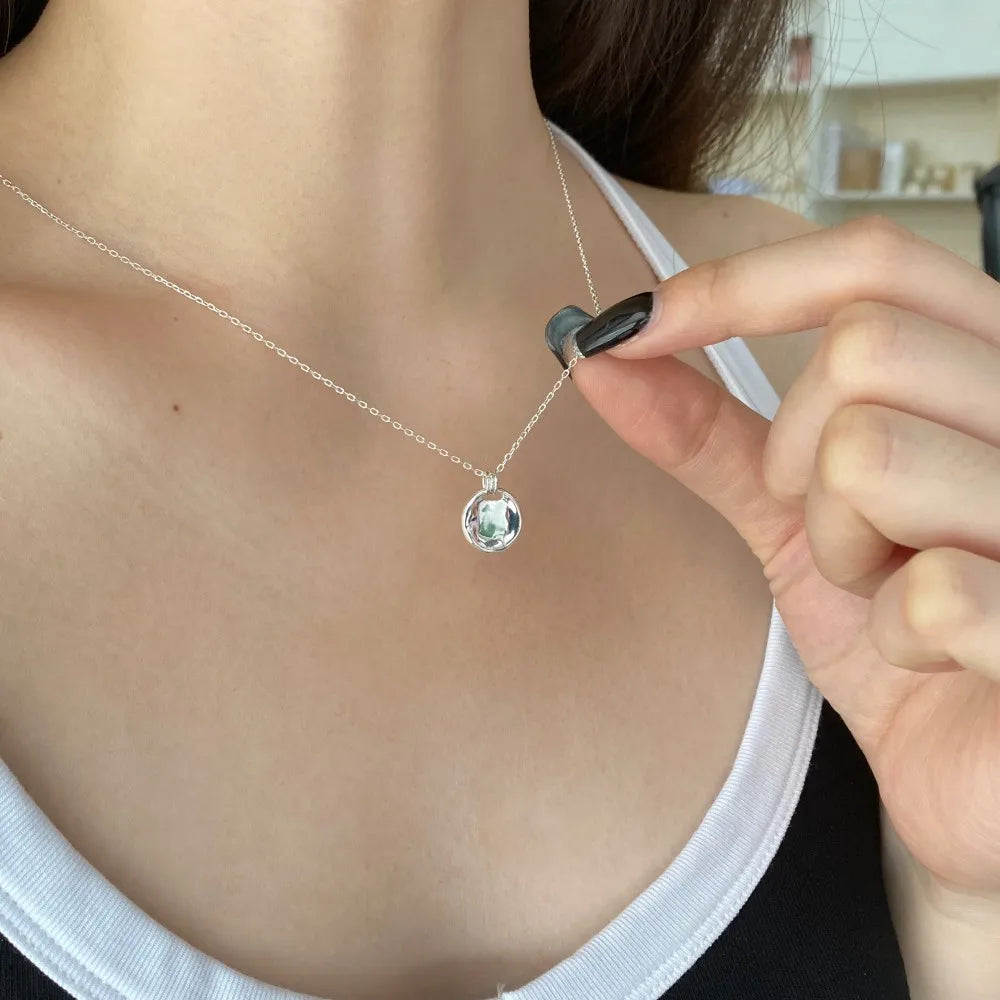 Silver Disc Pendant Necklace