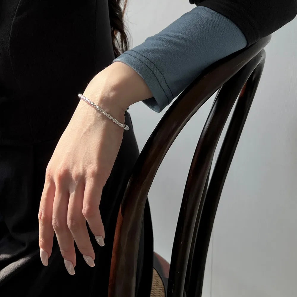 Silver Braided Bangle Bracelet