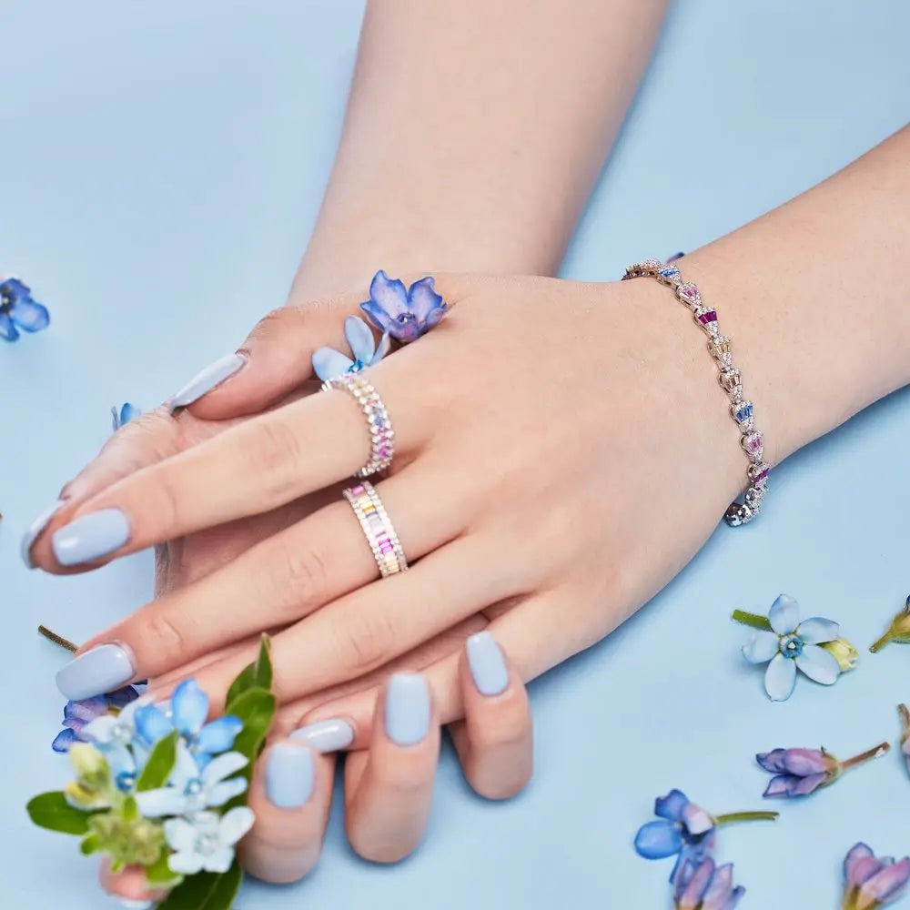 Silver Zircon Tapered Baguette Cut Pear Tennis Bracelet