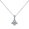 Silver Zircon Round Cut Looped Ribbon Pendant Necklace