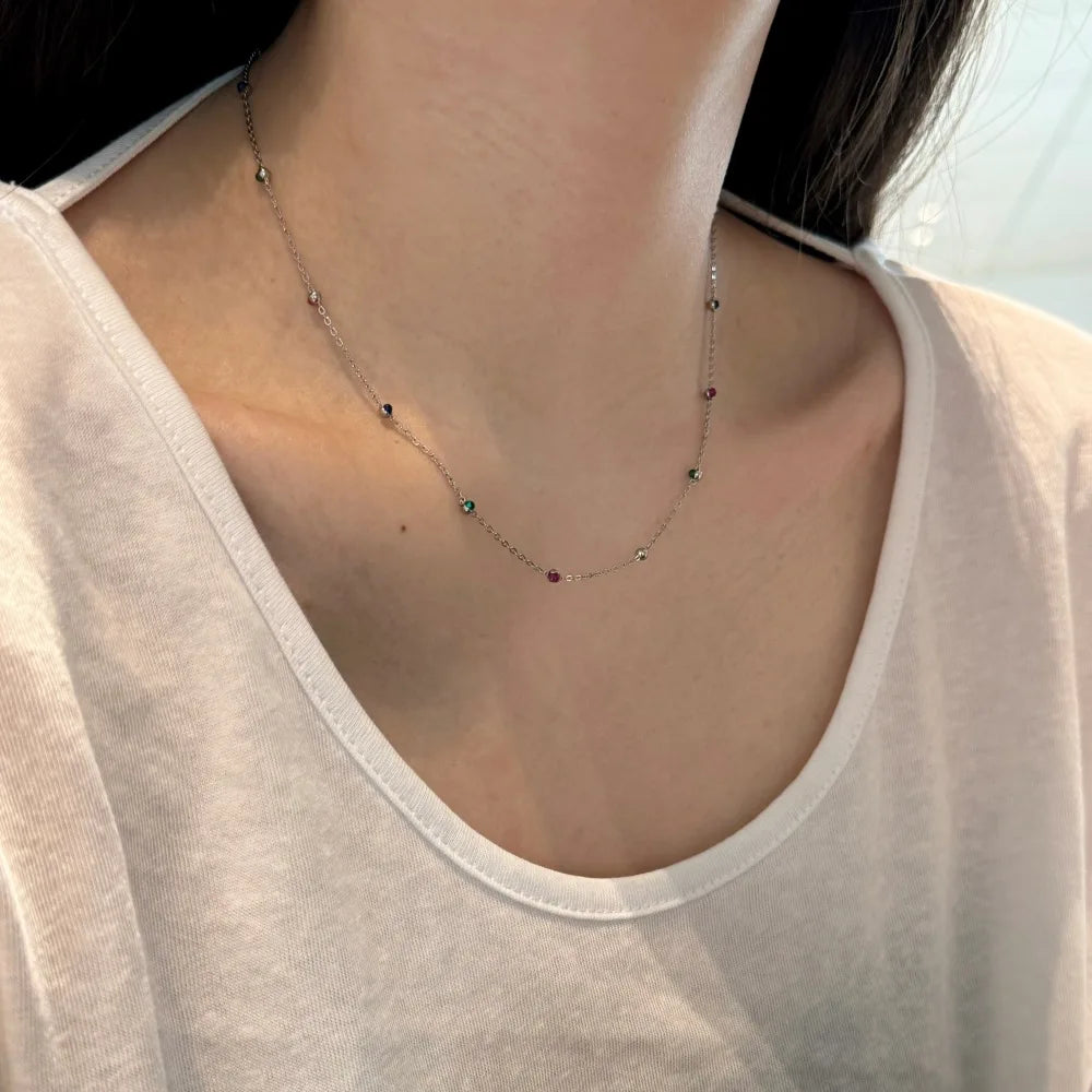 Silver Multi Layer Beaded Necklace