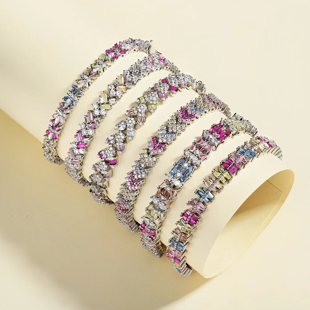 Silver Zircon Round Cut Arrow Tennis Bracelet