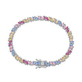 Silver Zircon Tapered Baguette Cut Multi Shape Tennis Bracelet