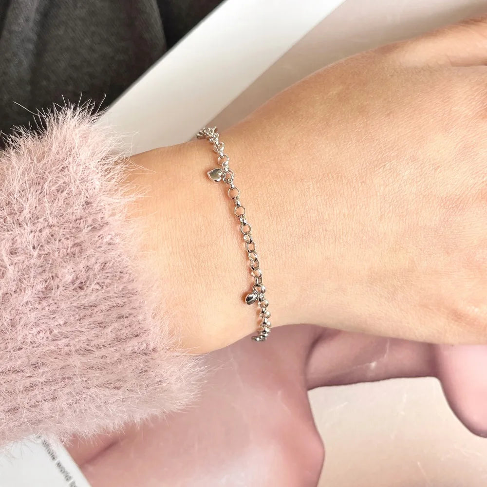 Silver Heart Charm Bracelet
