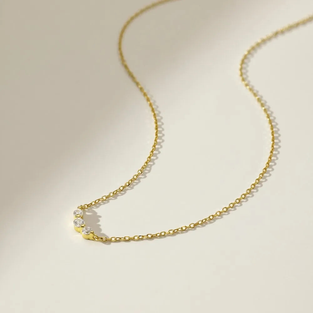 Silver Zircon Round Cut Single Pendant Necklace