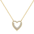 Silver Zircon Round Cut Spiked Heart Pendant Necklace