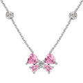 Silver Zircon Trillion Curved Cut Bow Pendant Necklace