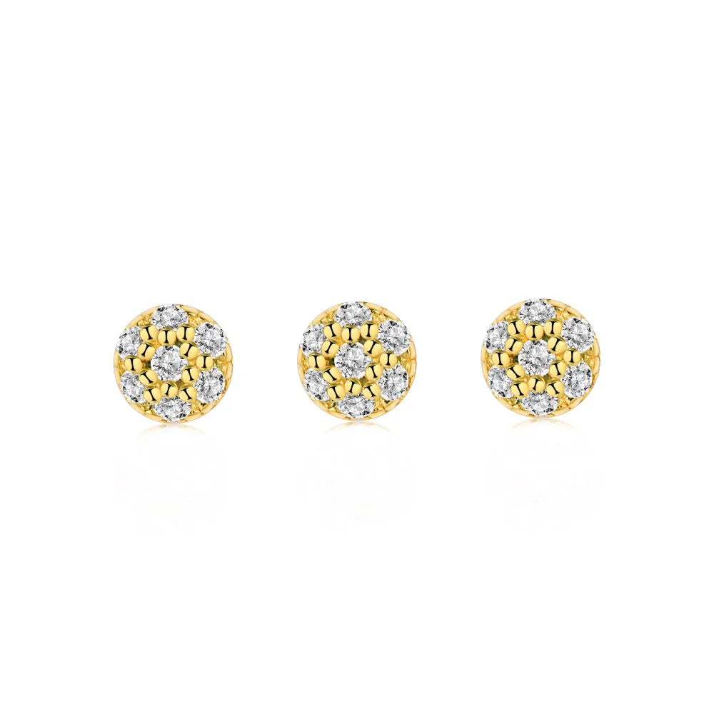 Silver Zircon Round Cut Multi Part Single Ear Studs