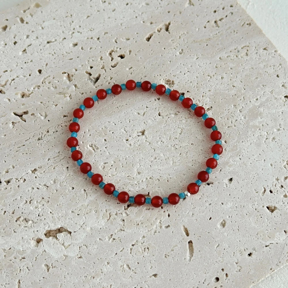 Silver Agate Round Cut Multi Shape Beaded Bracelet