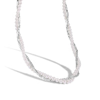 Silver Pearl Multi Layer Beaded Necklace