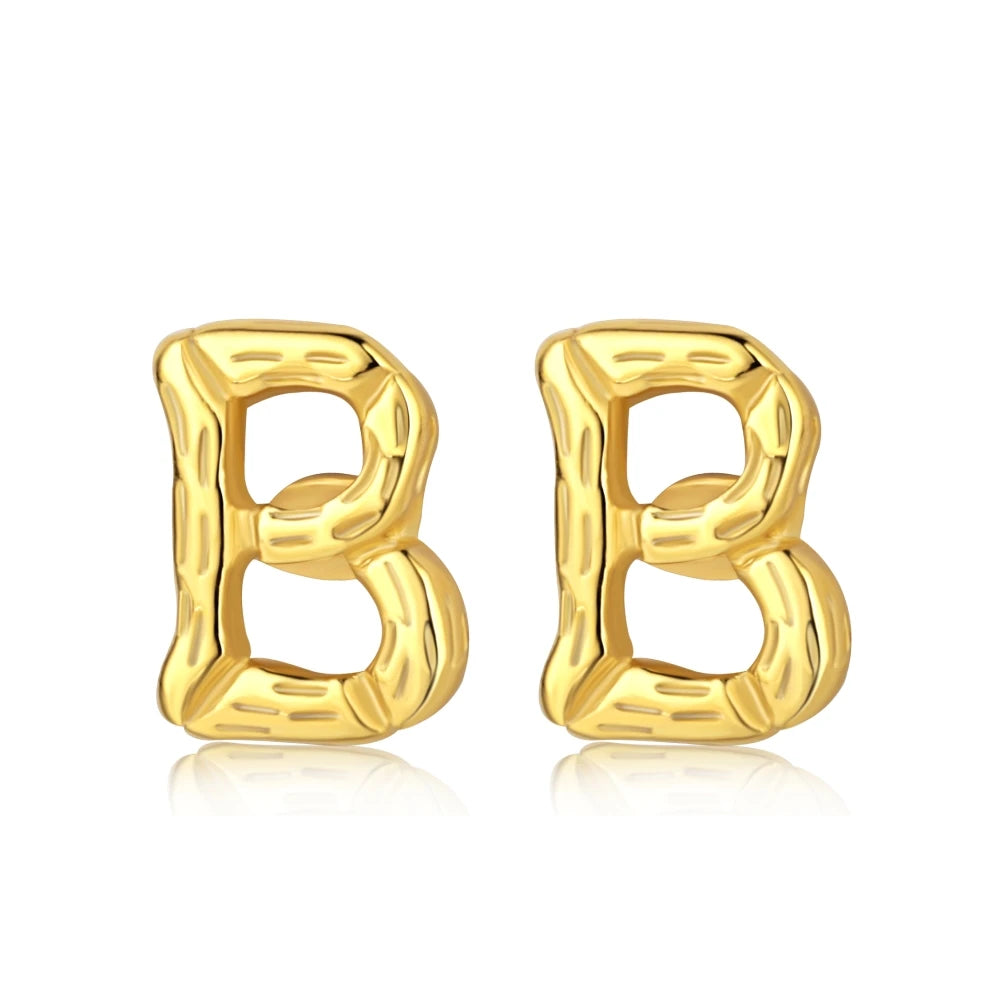 Silver B Ear Studs