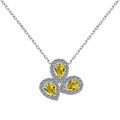 Silver Zircon Pear Cut Cluster Water Drop Pendant Necklace