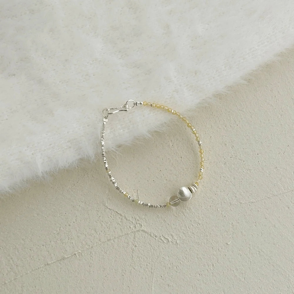 Silver Crystal Round Cut Multi Shape Beaded Bracelet