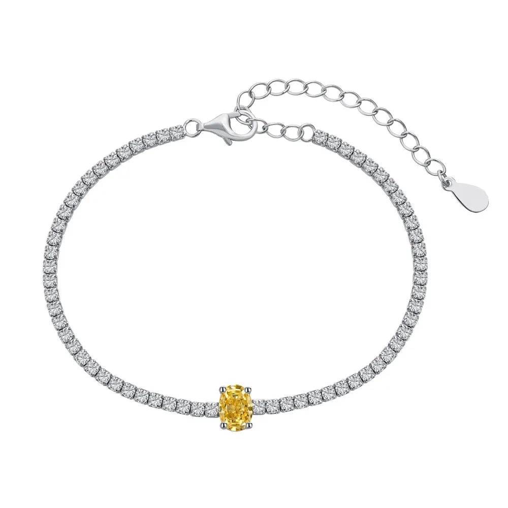 Silver Zircon Oval Cut Classic Tennis Bracelet