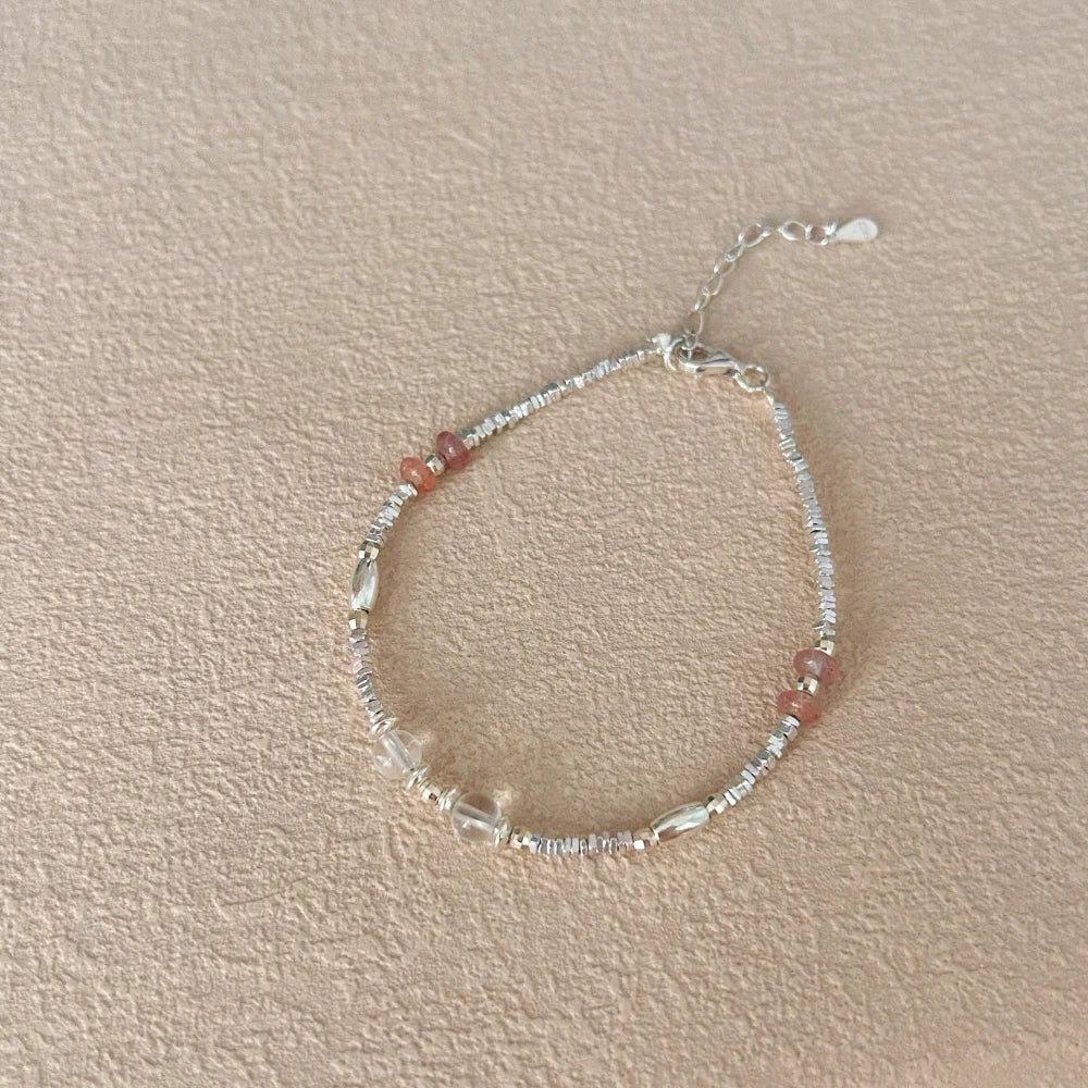 Silver Crystal Round Cut Multi Layer Beaded Bracelet