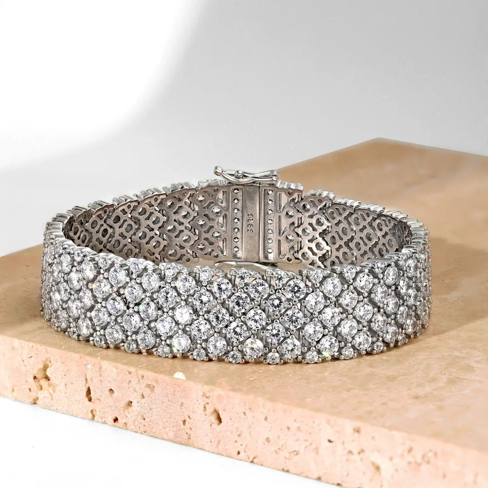 Silver Zircon Round Cut Mesh Tennis Bracelet