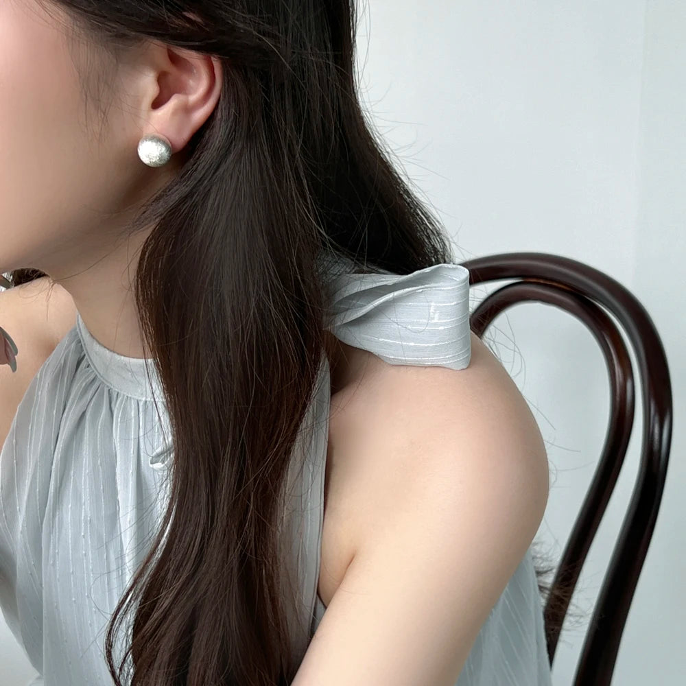 Silver Brushed Ear Studs