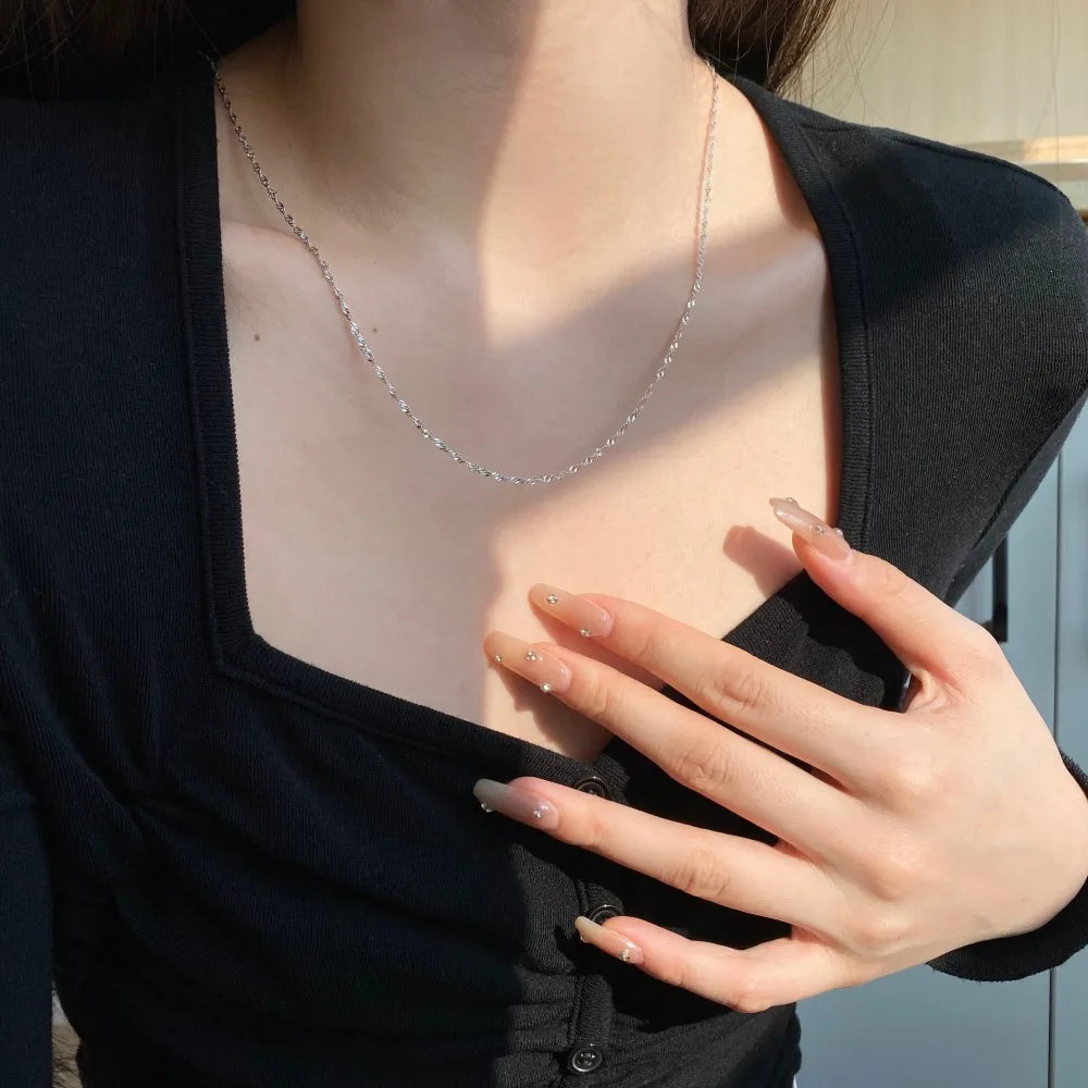 Silver Layered Twisted Link Chain Necklace