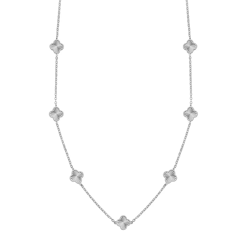 Silver Small Layered Clover Chain Necklace