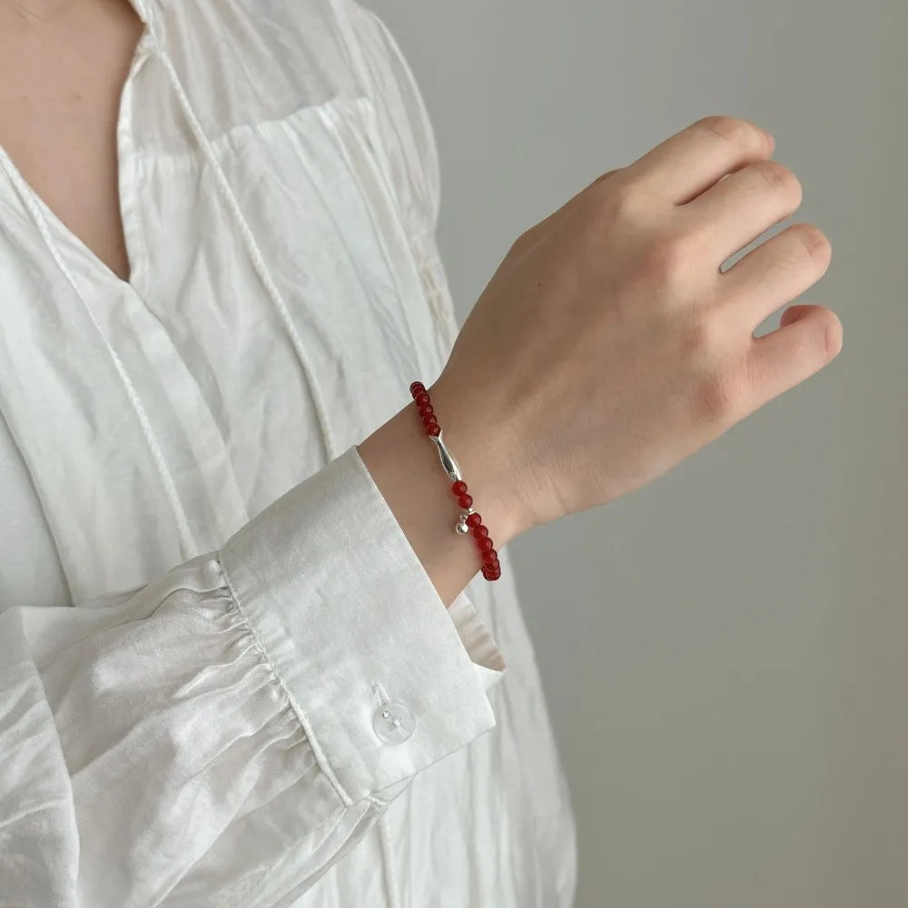 Silver Agate Round Cut Fish Beaded Bracelet