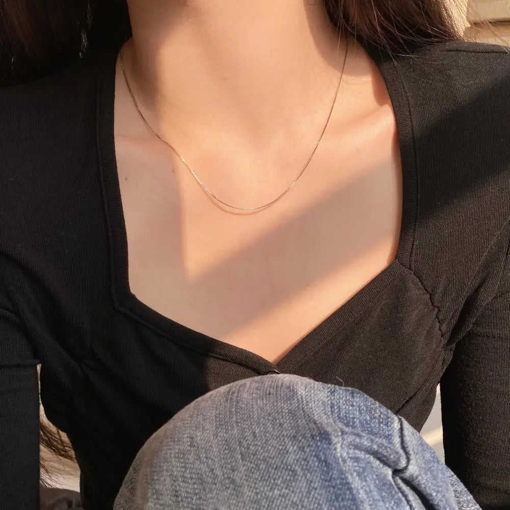 Silver Box Link Chain Necklace