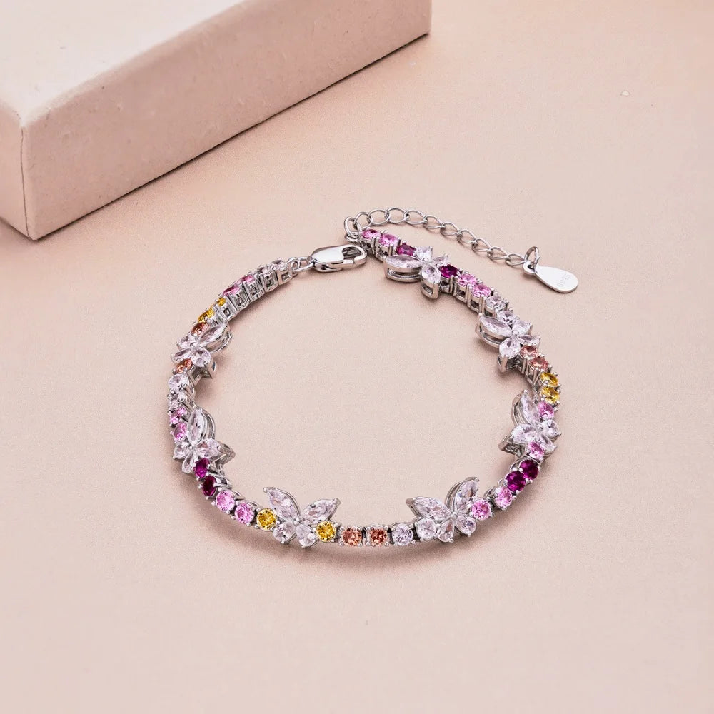 Silver Zircon Marquise Cut Butterfly Tennis Bracelet