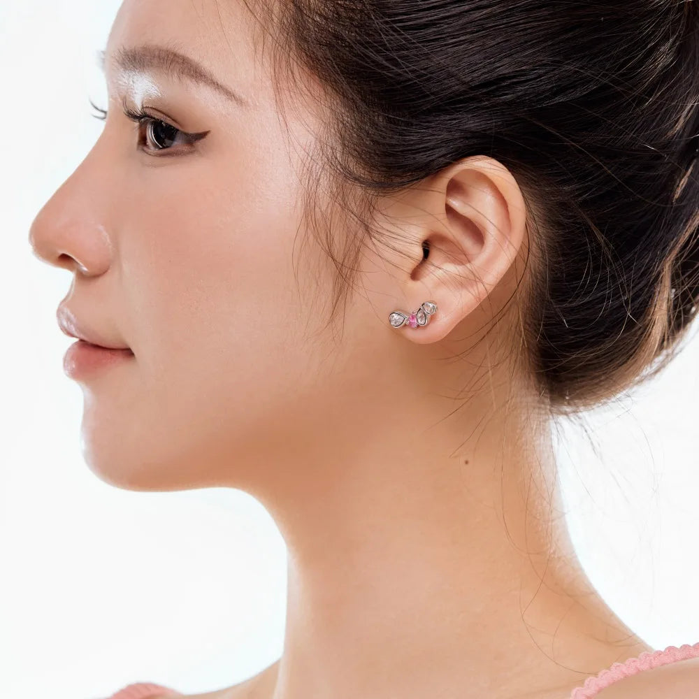 Silver Zircon Pear Cut Layered Ear Studs