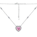 Silver Zircon Heart Cut Dots Pendant Necklace