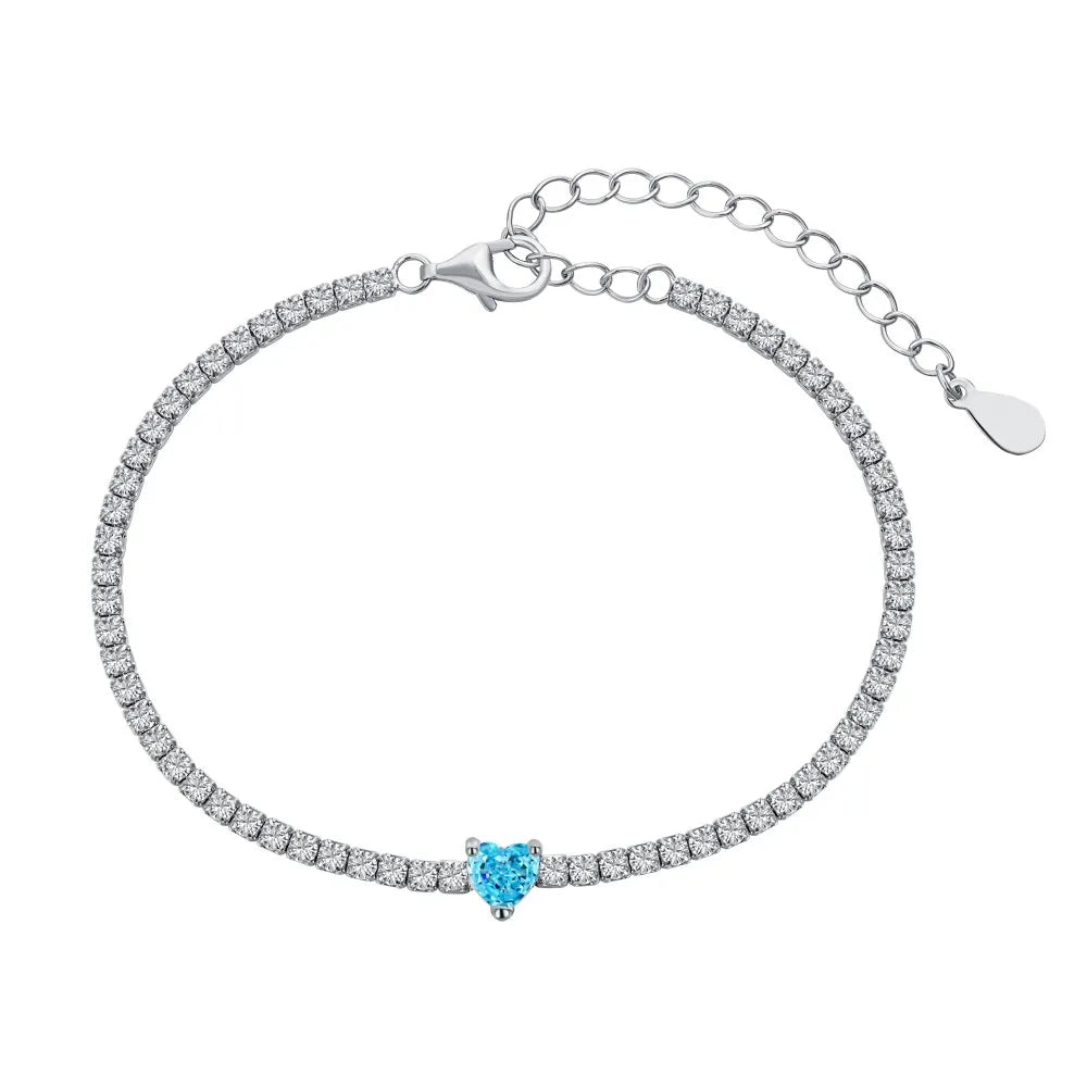 Silver Zircon Heart Cut Classic Tennis Bracelet