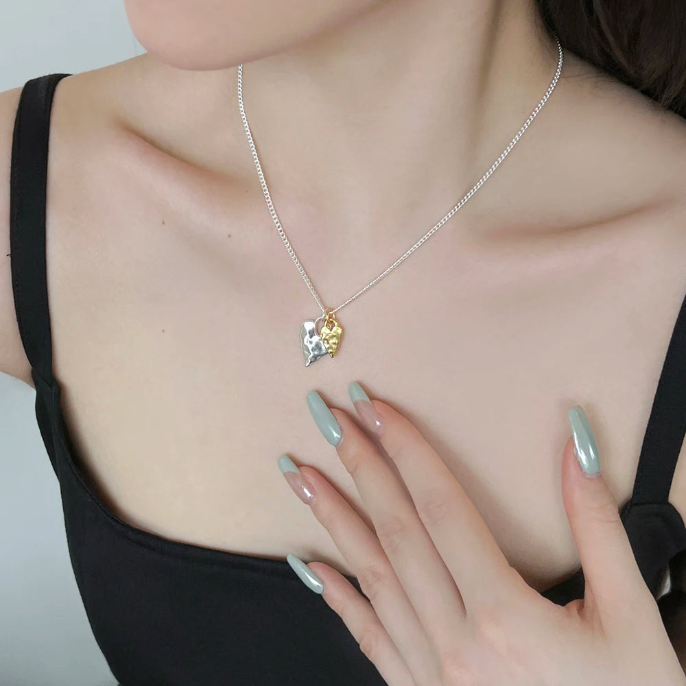 Silver Melting Heart Pendant Necklace