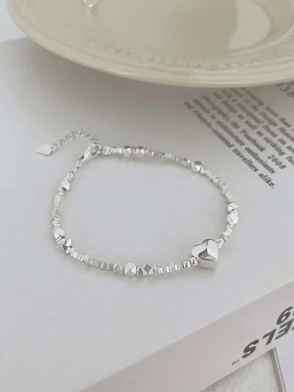 Silver Heart Beaded Bracelet