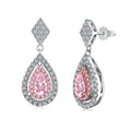 Silver Zircon Pear Cut Iced Tear Drop Earrings