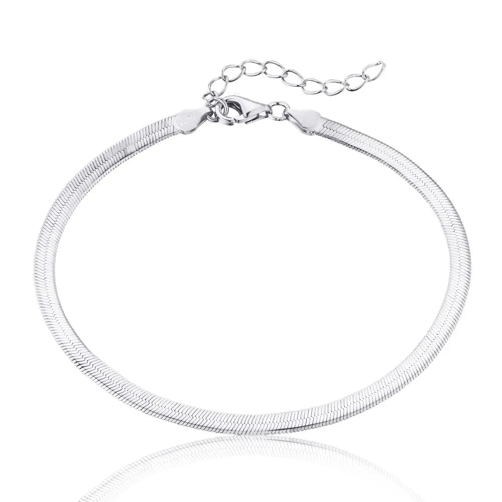 Silver Herringbone Chain Bracelet