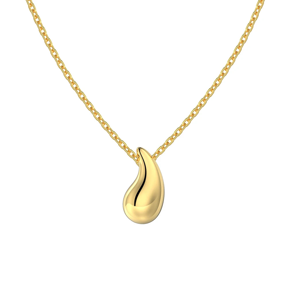 Silver Water Drop Pendant Necklace