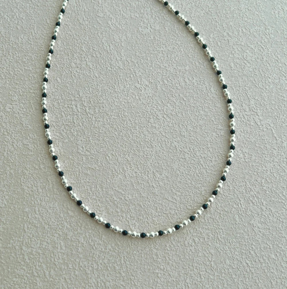 Silver Multi Shape Beaded Necklace