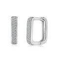 Silver Zircon Round Cut Iced Huggie Earrings