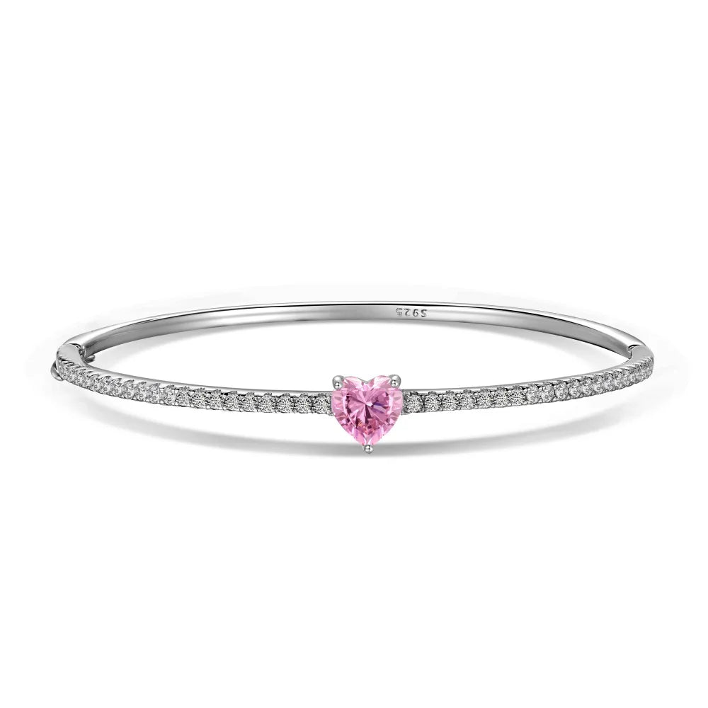 Silver Zircon Heart Cut Iced Tennis Bracelet